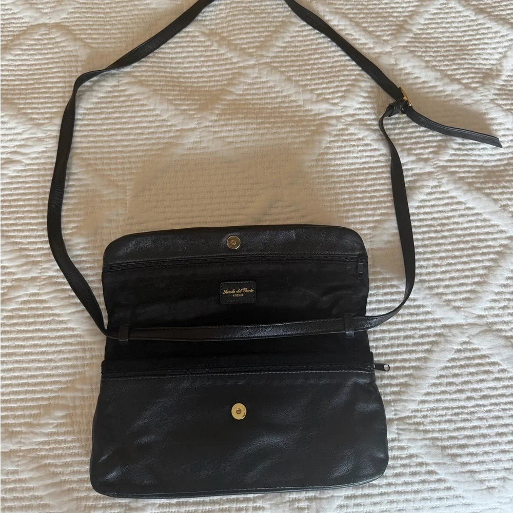 Black Italian Leather Crossbody Bag